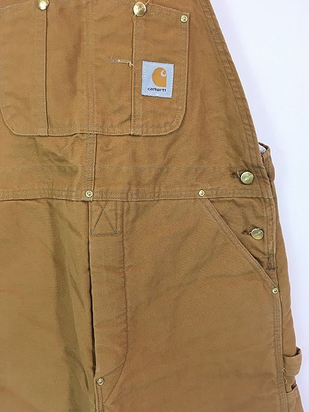 古着 80s USA製 Carhartt パデット ブラウン ダック Wニー ワーク オーバーオール W37 L29 古着 古着 80s USA製 Carhartt パデット ブラウン ダック Wニー ワーク