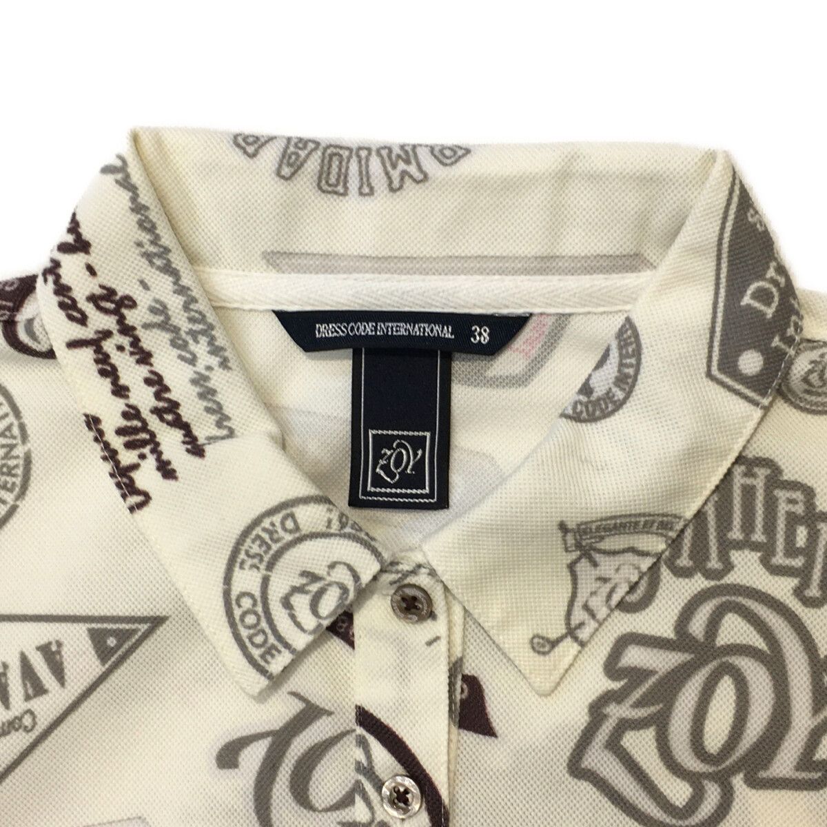 ZOY - coco 中古 ゾーイ ZOY レディース ワンピース 38(M) 白  ホワイト 半袖ポロ 裏地付き ロゴ総柄 中古 レディース ゾーイ ZOY ワンピース 38(M) 白 ホワイト 半袖