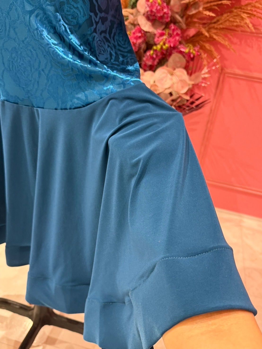 社交ダンス gentil ジャンティ authentic 花柄 ジェイド ブルー