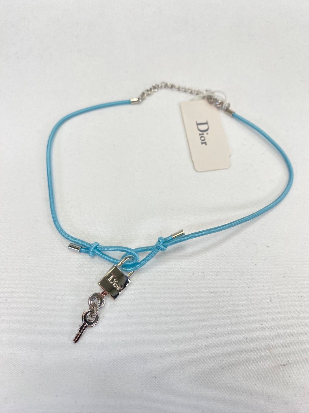 Dior カデナチャーム チョーカー 水色 ブルー 南京錠 鍵 9482 クリスチャンディオール Christian Dior カデナチャーム
