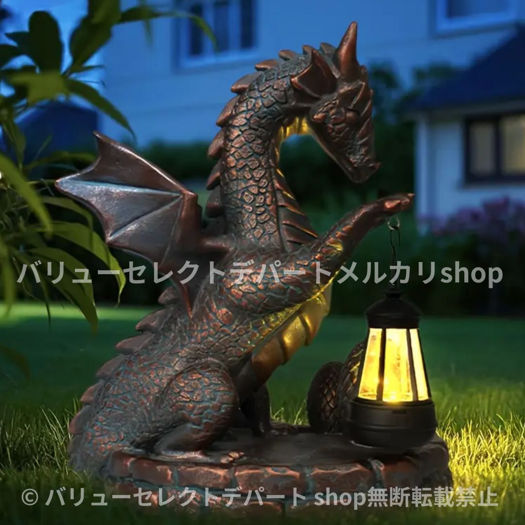 ソーラーライト おしゃれ 北欧 ドラゴン 置物 オブジェ ドラゴンの像 ガーデン ソーラー led ライト 屋外の像 屋外装飾 庭の彫刻 龍 竜 屋外 玄関 ガーデン オーナメント 小屋 ガーデニング 花壇 階段 小物 雑貨