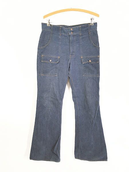 古着 70s Levi's 676-7618 濃紺 バットダイ デニム ブッシュ パンツ