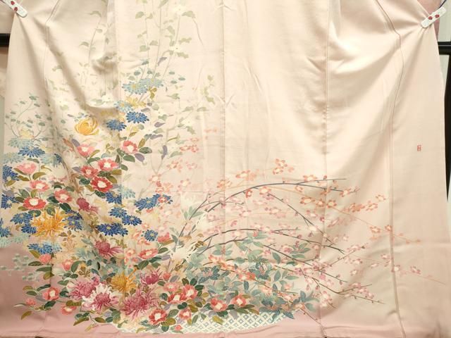 平和屋着物○豪華振袖 友禅 作家物 草花文 暈し染め 正絹 逸品