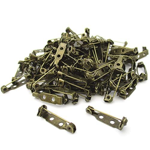 20mm アンティーク 回転式 ブローチピン 100個 セット 20 25 mm 安全 丈夫 ウラピン アクセサリー パーツ 手芸 (20mm)