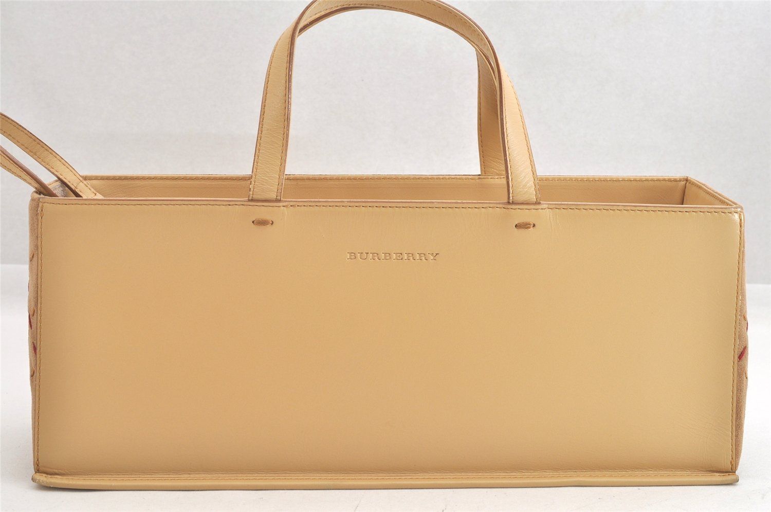 BURBERRY バーバリー ヴィンテージ レザー スエード ハンドバッグ ベージュ 2935N