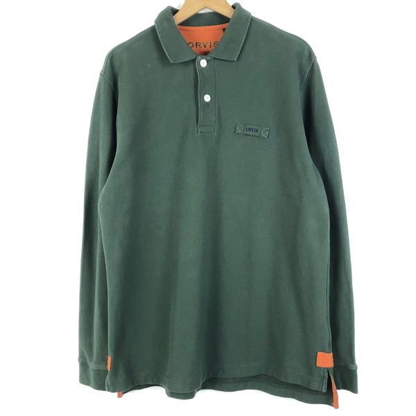 【古着】 ORVIS ポロシャツ 無地 鹿の子素材 厚手 Mサイズ グリーン系 【中古】 n060699