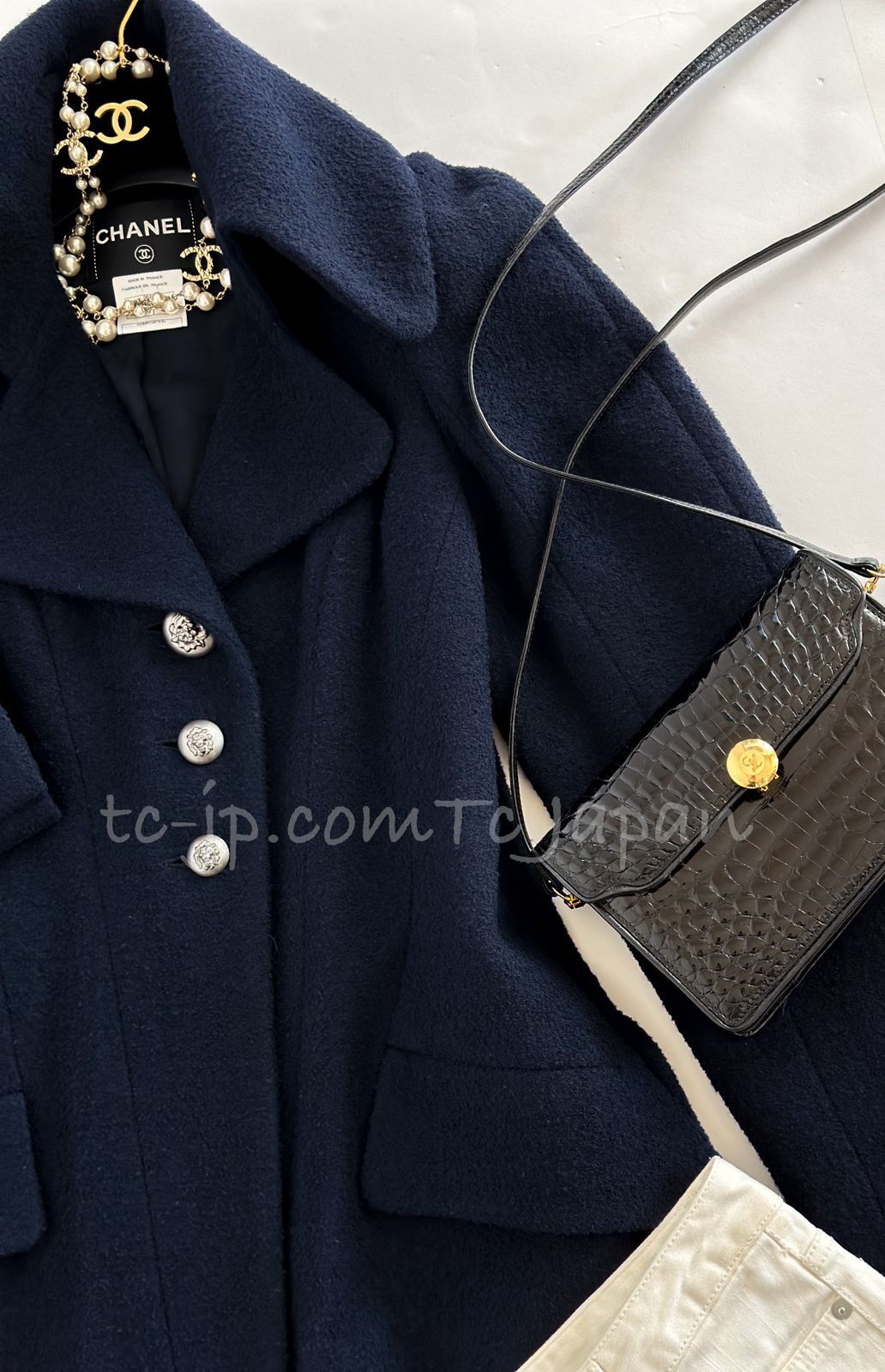 シャネル ジャケット コート CHANEL ダークネイビー・ウール