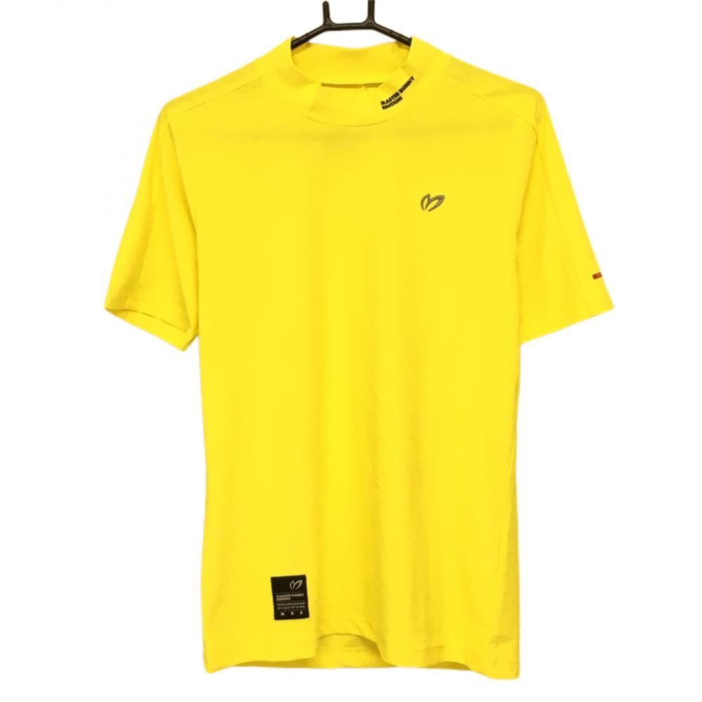 特価【美品】マスターバニー 半袖ハイネックシャツ イエロー ストライプ織生地  メンズ 4(M) ゴルフウェア 2022年モデル MASTER BUNNY EDITION