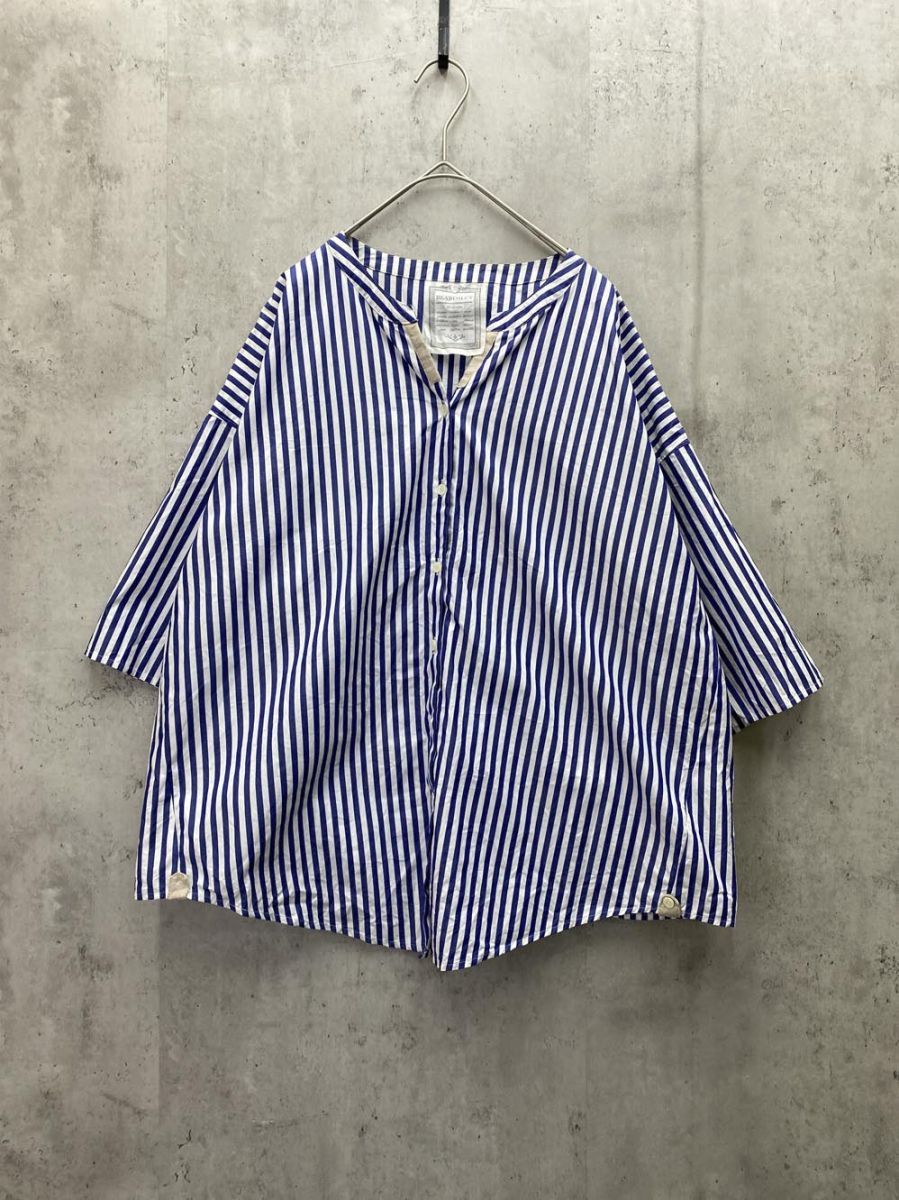 BEARDSLEY ビアズリー ストライプ 半袖 シャツ 白ｘ青 ◆◎レディース