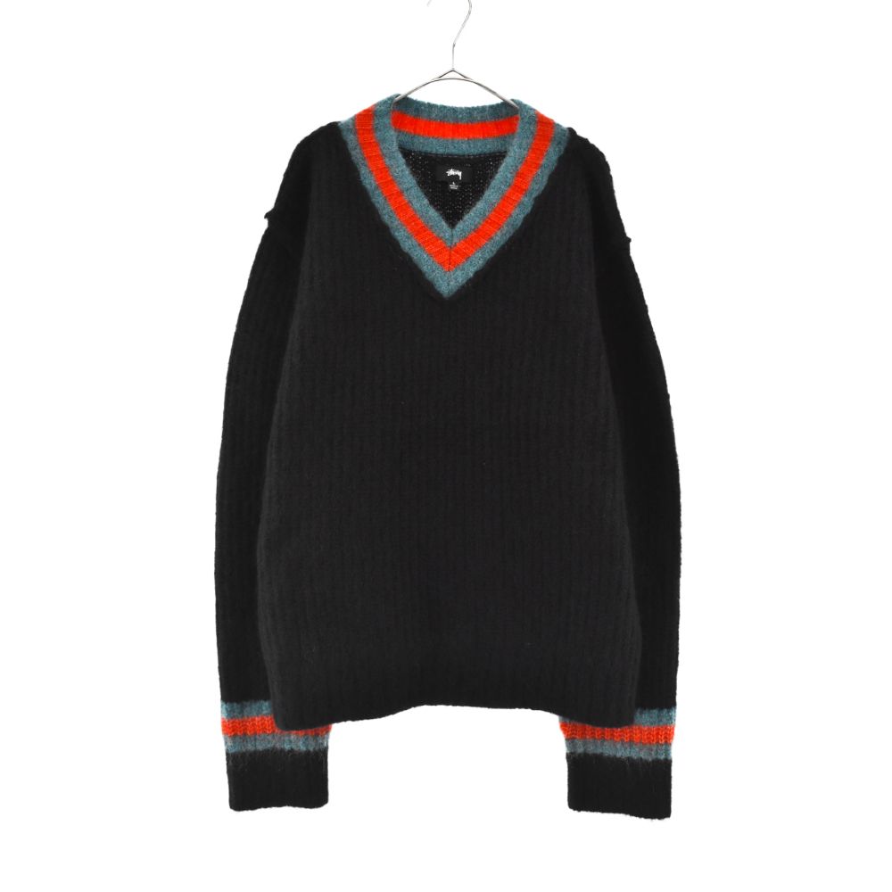 STUSSY (ステューシー) 22AW MOHAIR TENNIS SWEATER チルデンニット モヘア ブラック 117142 - メルカリ