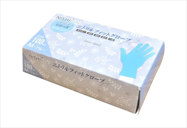 まとめ買い-10点セット ゆうゆうグローブニトリルフィットグローブブルーＭ 使い捨て手袋