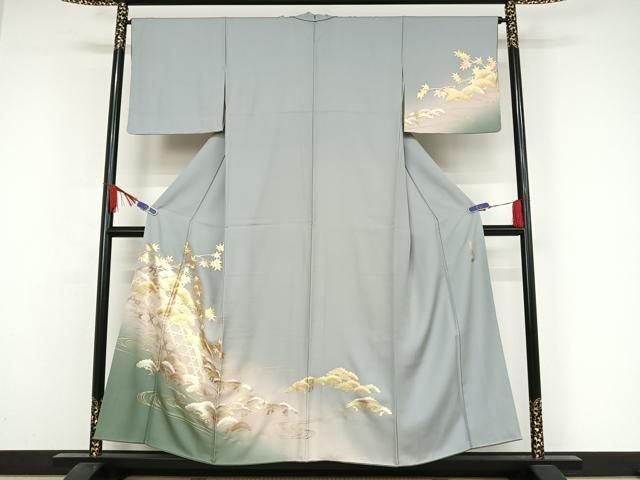 平和屋着物●金彩友禅　卓越技能者・名工・和田光正　小紋　霞文　正絹　逸品　AAAZ4844ck 平和屋着物○金彩友禅 卓越技能者・名工・和田光正 小紋 霞文 正絹