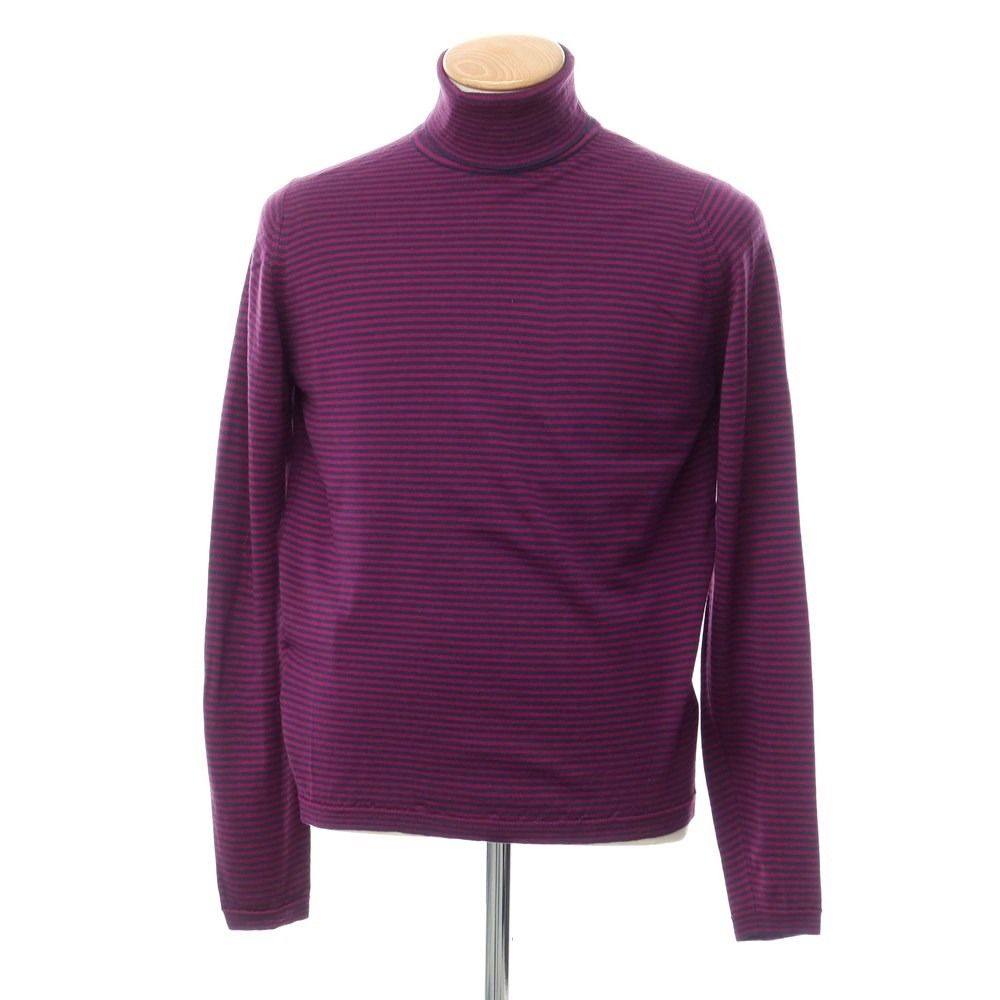 【中古】ジョンスメドレー JOHN SMEDLEY ウール タートルネック プルオーバーニット パープルxネイビー【サイズM】【メンズ】