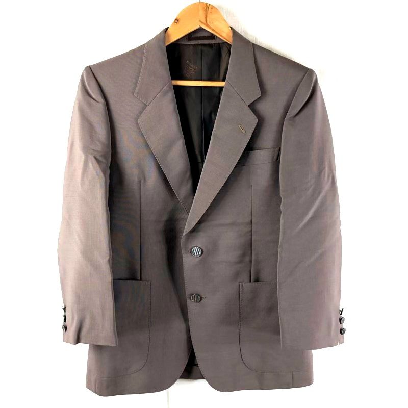 ランバン LANVIN ジャケット サイドポケット バックスリット 内ポケット ブランドボタン ブラウン系 R46-44サイズ 946739