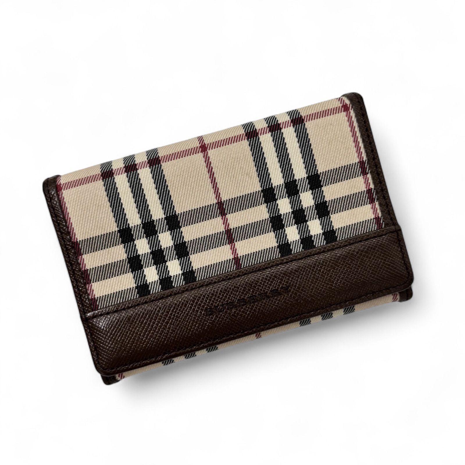 【良品】   バーバリー カード入れ 名刺入れ ノバチェック レザー　ブラウン BURBERRY バーバリー 名刺入れ カードケース ノバチェック