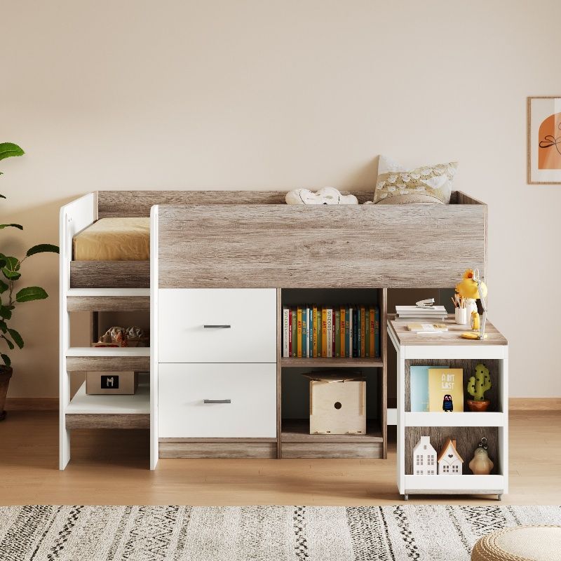 システムベッド 3点セット ベッド幅102cm ブラウン ロータイプ