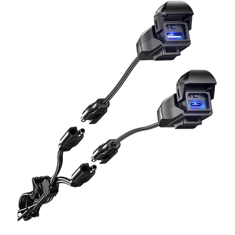 Kaedear(カエディア) バイク USB電源 防水 バイク専用 USB スマホ 充電 USBポート SAE DC 12V ヒューズ 電源スイッチ. イルミネーション 蓋連動スイッチ アダプター一体構造 SAEコネクター 夜間視認性 