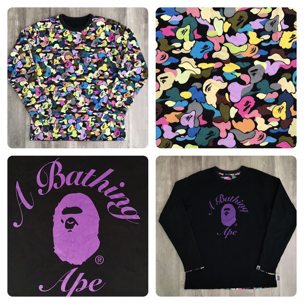 A BATHING APEリバーシブルロンTマルチカモ リバーシブル マルチカモ 長袖 Tシャツ BAPE ベイプ ape エイプ 迷彩