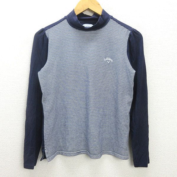 K□キャロウェイ/callaway モックネック 長袖ボーダーシャツ