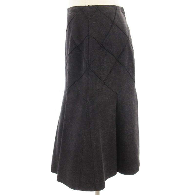 シャネル CHANEL 06P シルク マトラッセ デニム スカート フレア