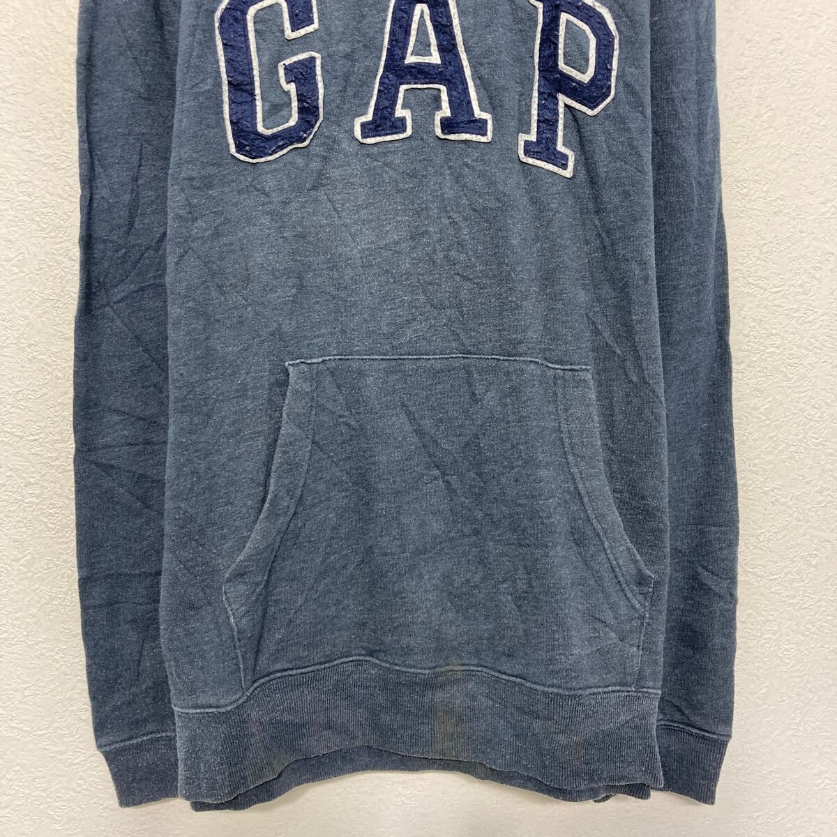 Gap プリント スウェット パーカー ギャップ XL ネイビー プルオーバー ビッグサイズ 裏起毛 古着卸 アメリカ仕入 a610-5085