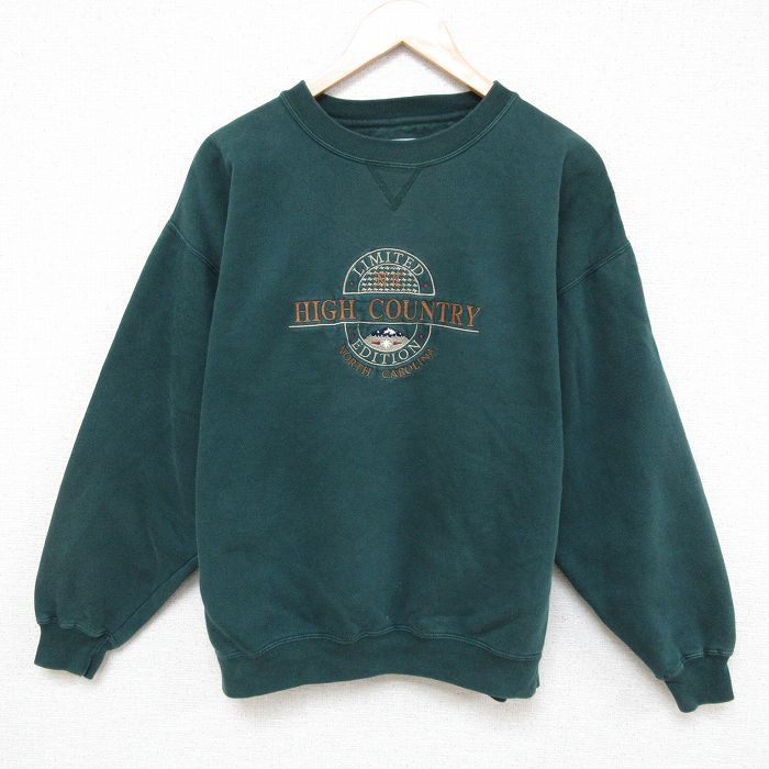 L/古着 長袖 スウェット メンズ 00s HIGH COUNTRY 刺繍 クルー