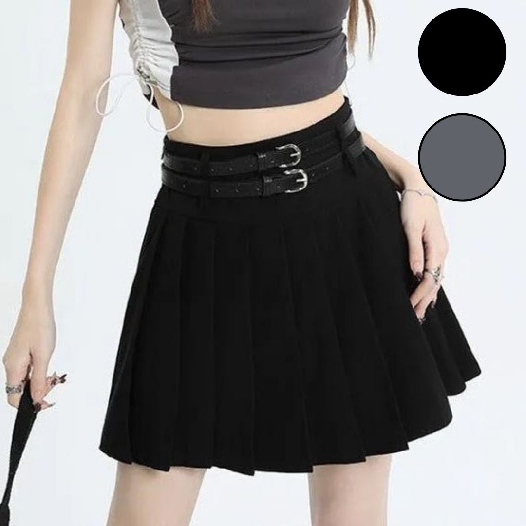 プリーツスカート ダブルベルト インナー付 ミニスカート - メルカリ