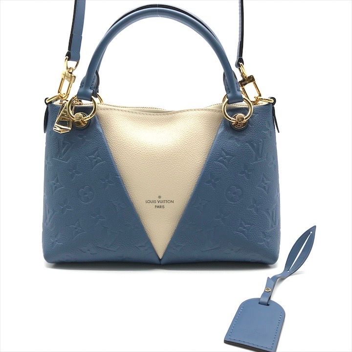 超 LOUIS VUITTON ルイヴィトン モノグラム アンプラント Vトート BB 2WAY ハンド ショルダー バッグ ブルー a10056