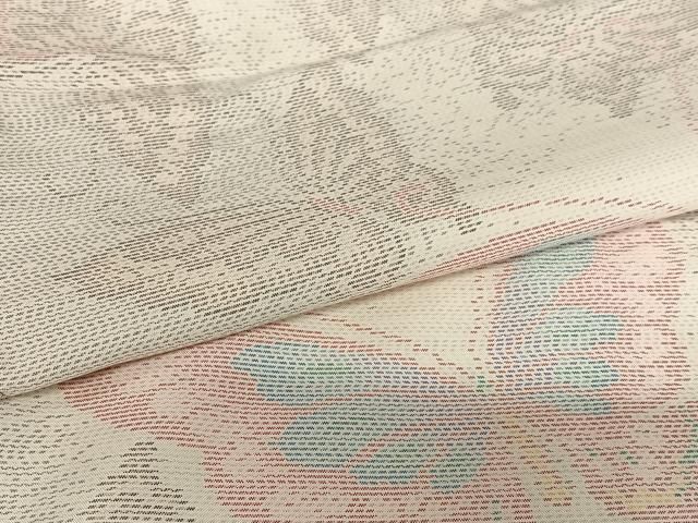 平和屋着物○本場大島紬 白大島 舞蝶文 やまと誂製 正絹 逸品  