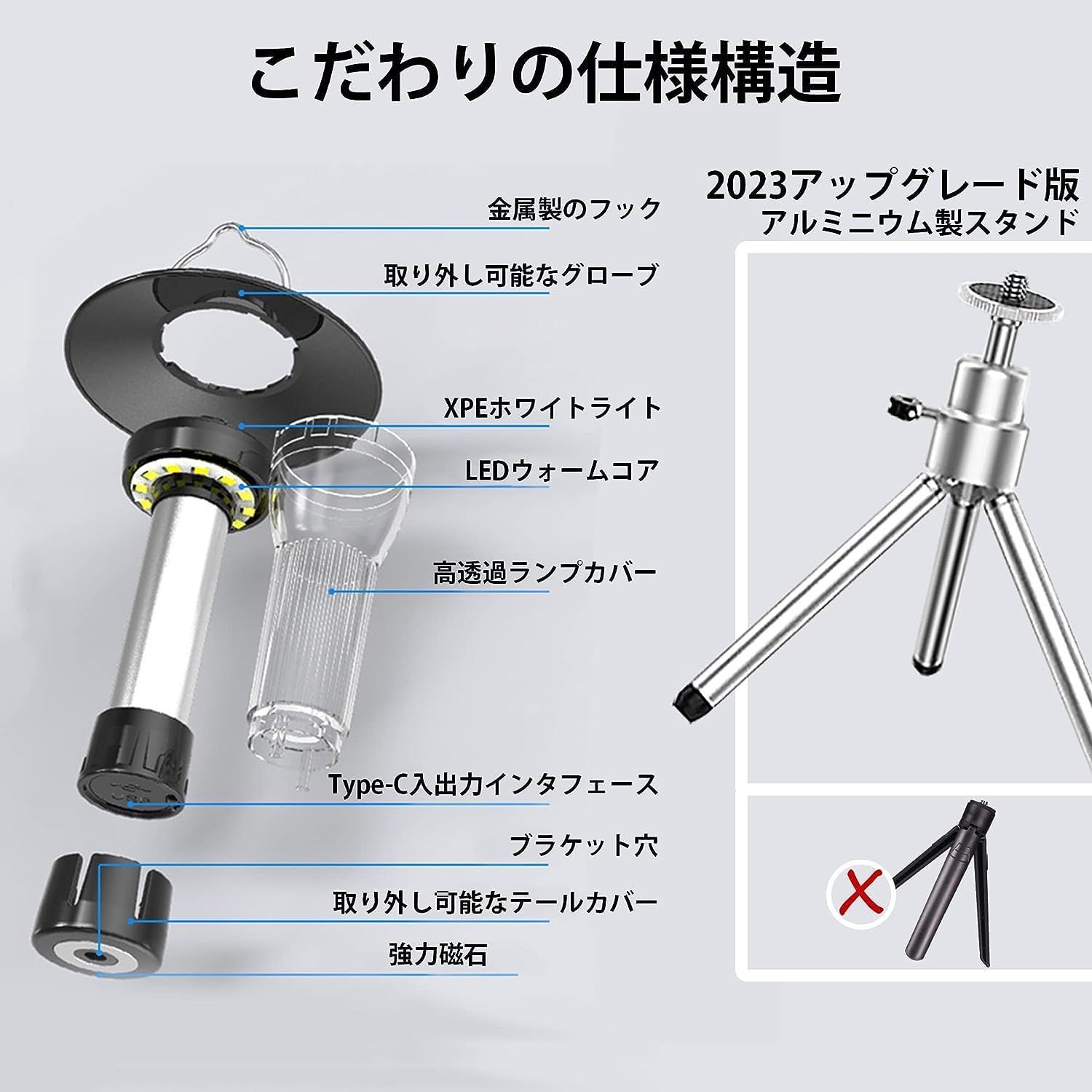 ランタン TOWAJI キャンプ ランタン・小型暖色懐中電灯・4つ点灯モード・2600mAH(180-370LM調節可能)・IPX4防水防塵・ランタン 【新登場】LED led 充電式・キャンプ ランタン・光量調節・超軽量92g マグネットベース付きポータブル