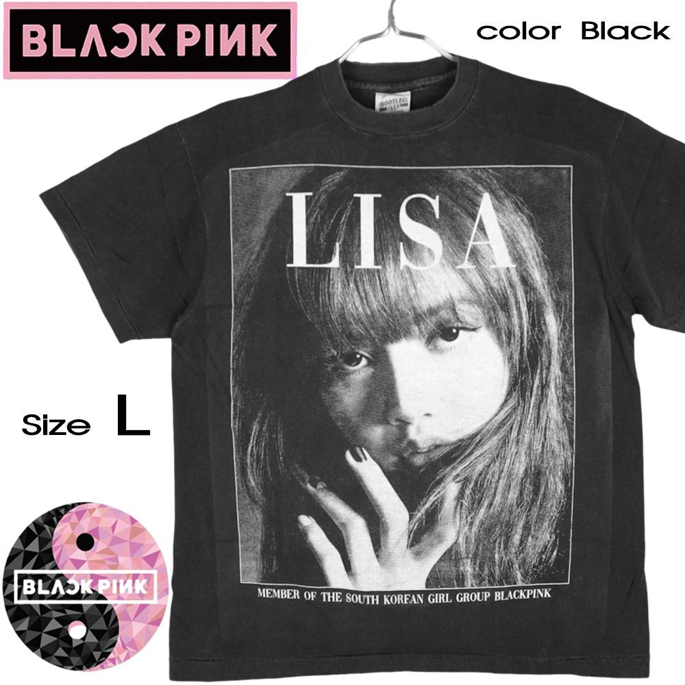 181 BLACKPINK ブラックピンク Ｔシャツ ブルピン 美品 blackpink ブラック L サイズ LISA リサ バンドT ロックT 韓国 ガールズグループ BLINK ジス ジェニ ロゼ フォトT メンズ レディース ペアルック 誕プレ 希少