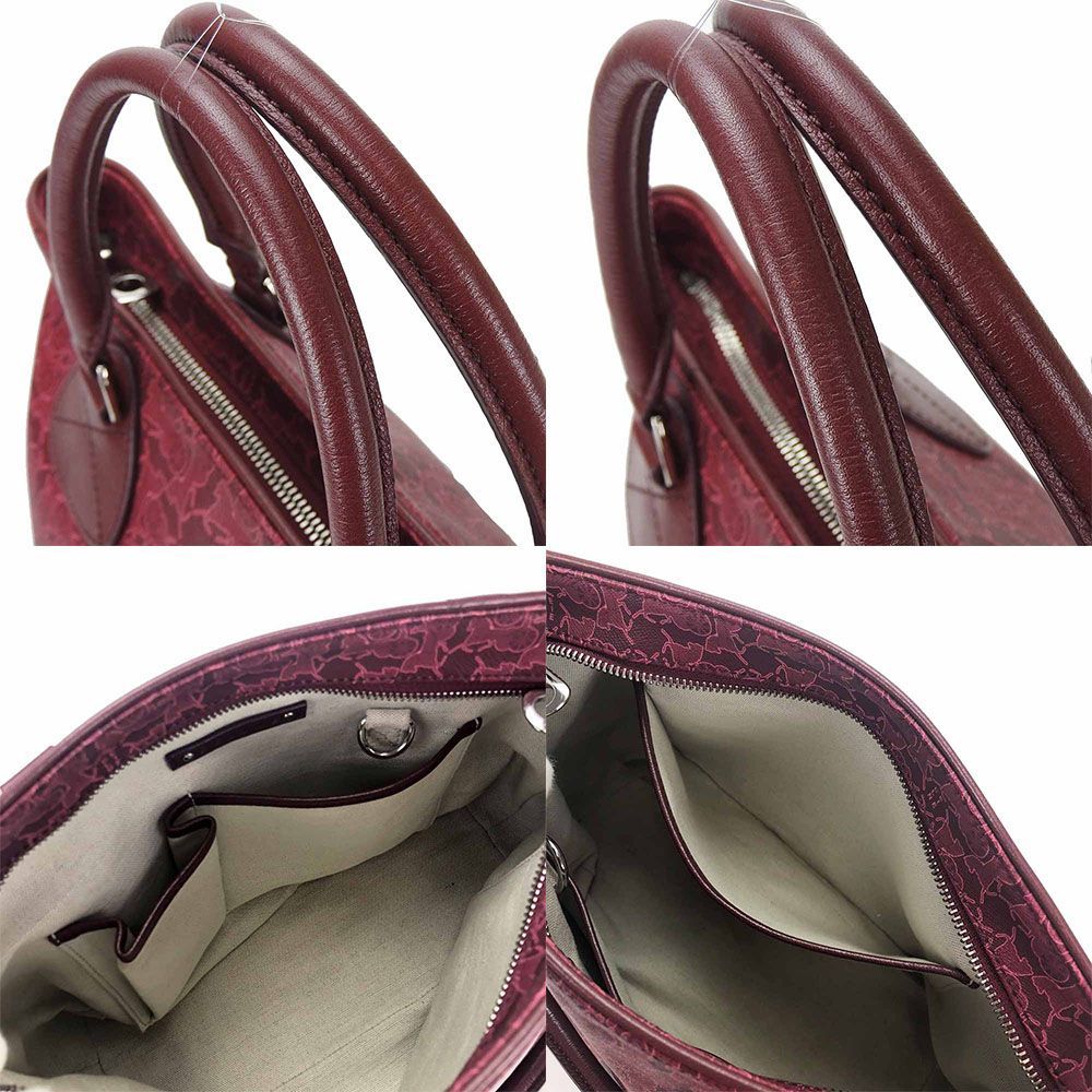 中古】 セリーヌ ハンドバッグ PVC レザー 革 ボルドー系 ピンク