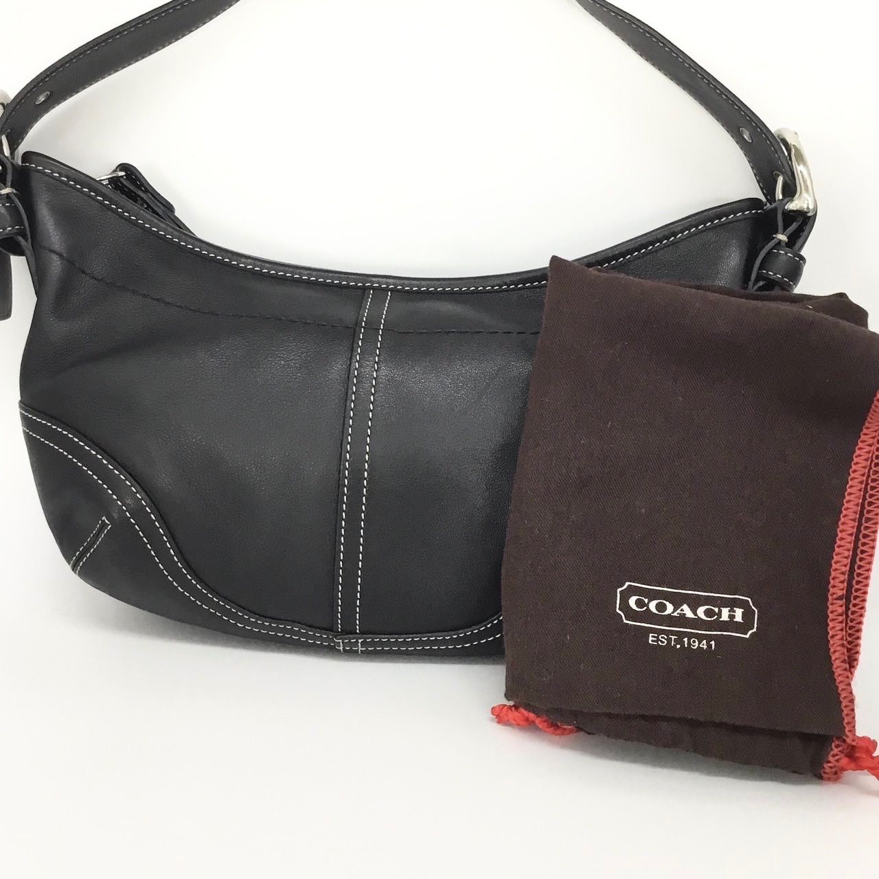 美品　コーチ　ハンドバッグ　黒　ホーボー　ワンショルダー　レザー　9541　T7 美品 コーチ ハンドバッグ 黒 ホーボー ワンショルダー レザー