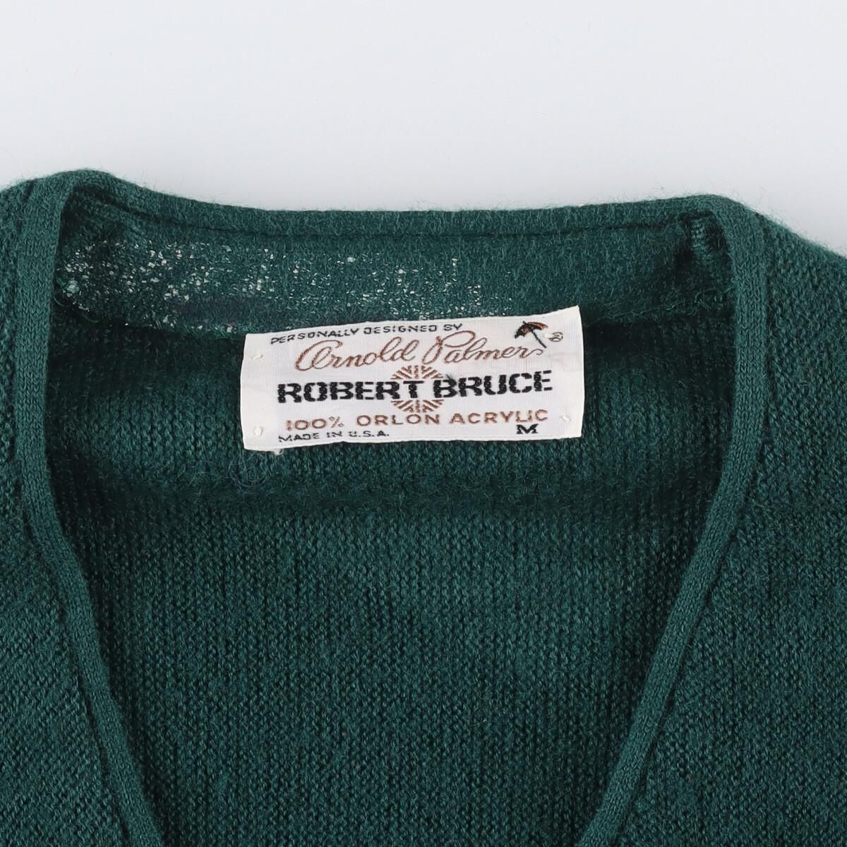 古着 70年代 ROBERT BRUCE アクリルニットカーディガン USA製 メンズM