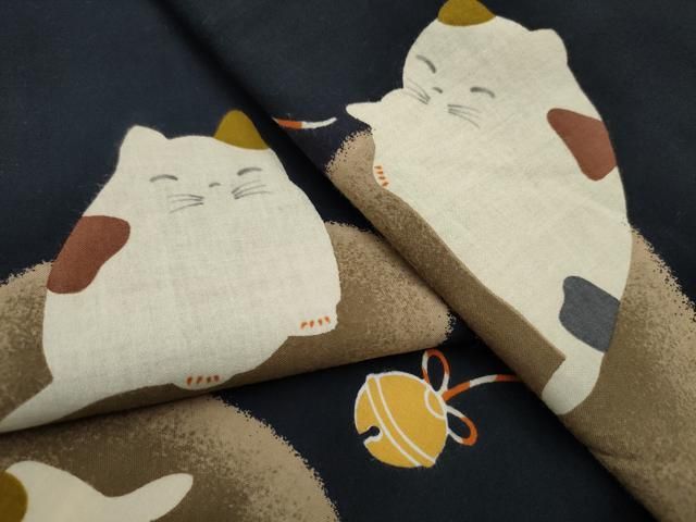 平和屋着物∴夏物 浴衣 鈴 猫 黒地 綿 CAAW1104ng