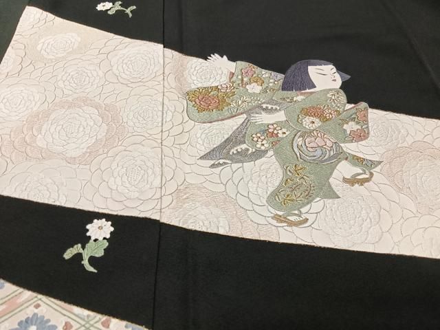 平和屋着物□豪華黒留袖 作家物 総刺繍 童子遊び 金糸 正絹 逸品