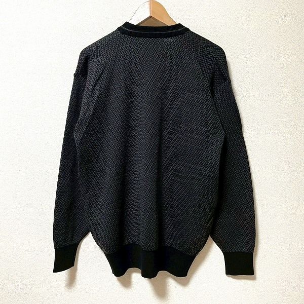 wnc デュポン S.T.Dupont カーディガン L 黒 グレー ニット Vネック 柄 メンズ 952751