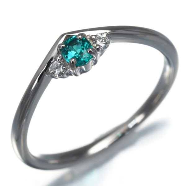 パライバトルマリン 0.11ct ダイヤ ダイヤモンド 0.01ct リング Pt900  