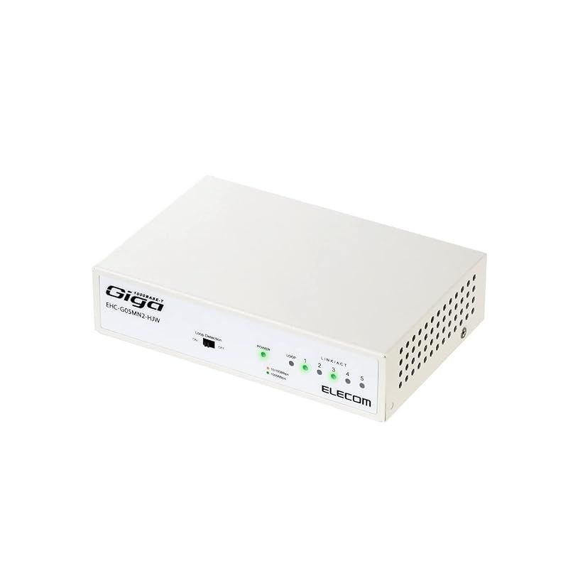 エレコム スイッチングハブ ギガビット 5ポート 金属筐体 マグネット付 電源内蔵 ホワイト EHC-G05MN2-HJW 0