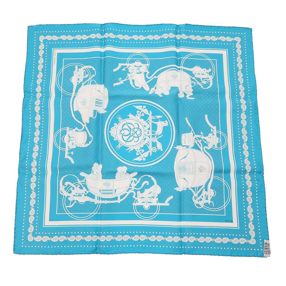 HERMES エルメス カレ55 Ex-Libris Turquoise エクスリブリス
