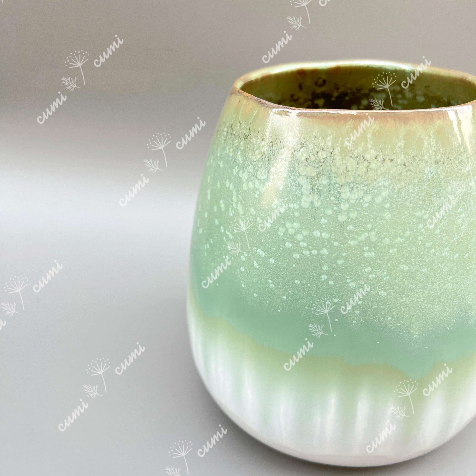 N0215　高品質陶器花瓶 ゴールデンインクスポッテッドグリーン フラワーベース N0215 高品質陶器花瓶 ゴールデンインクスポッテッドグリーン