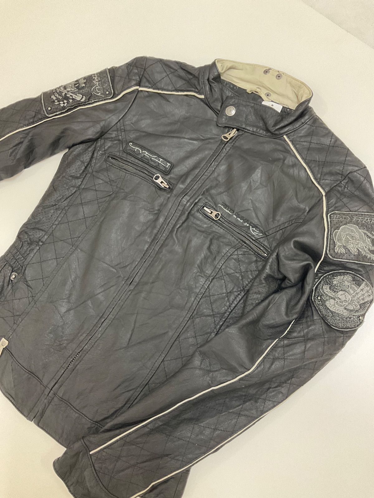 Ed Hardy 本革レザーライダースJK