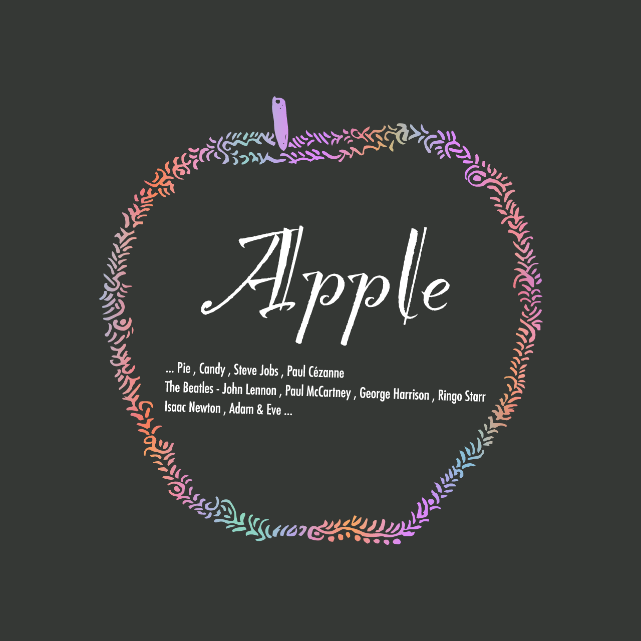 グラフィックTシャツ　Think Apple Color