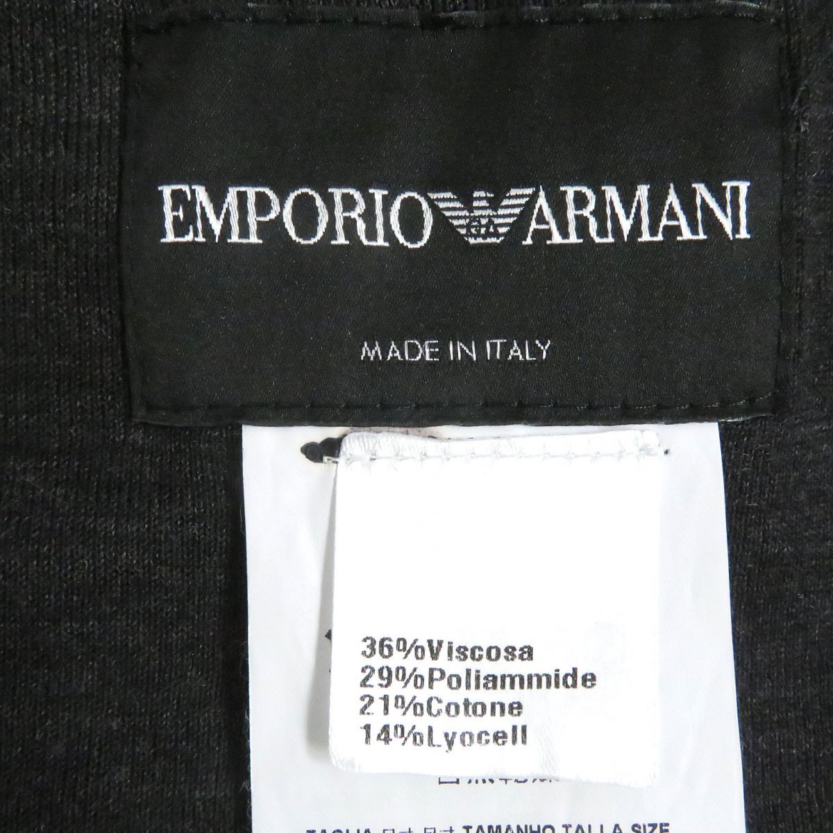 美品□黒タグ EMPORIO ARMANI/エンポリオアルマーニ フライフロント 比翼 WZIP ジップジャケット グレー 48 イタリア製 正規品  メンズ