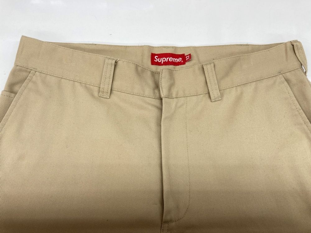  シュプリーム SUPREME WORK PANTS ワーク パンツ ジップアップ ズボン ボトムス フルレングス ポリエステル コットン メンズ BEIGE 無地 チノパン ベージュ 32 104 MB-328 チノパン パンツ