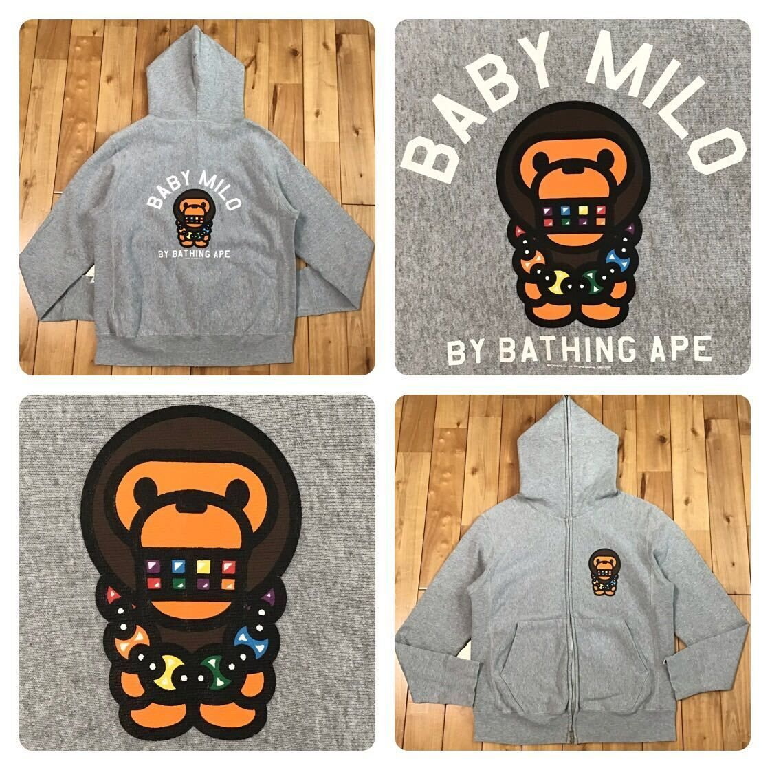 マイロ フルジップ パーカー Sサイズ グレー a bathing ape BAPE BABY milo full zip hoodie エイプ  ベイプ アベイシングエイプ NIGO - メルカリ