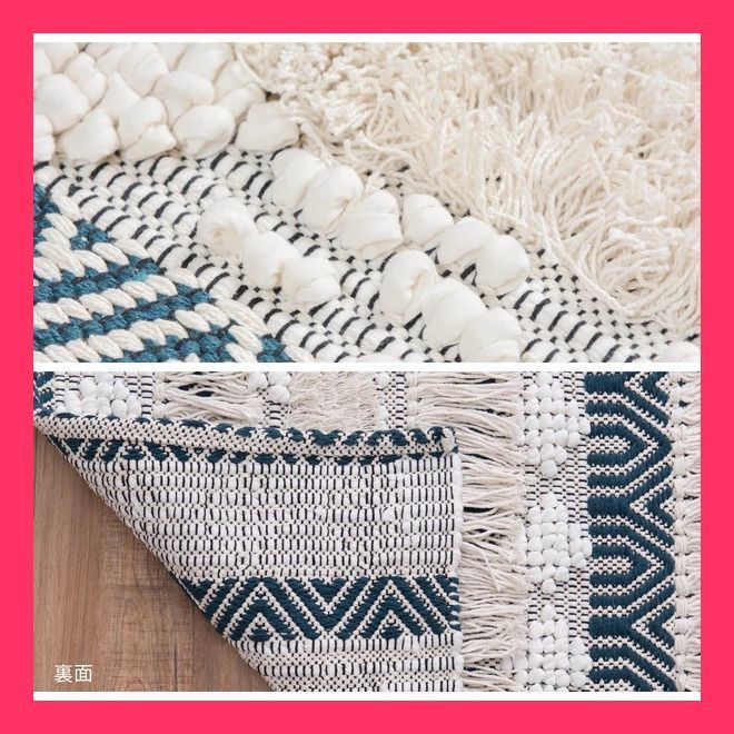ラグ コットン100％ 手織り ビアヘロ_オリヤ おすすめ おしゃれ 約130×190cm BOHOインテリアに最適な VIAJE 売れ筋 約130×190cm MARWIL-DEMENAGEMENTS_CH