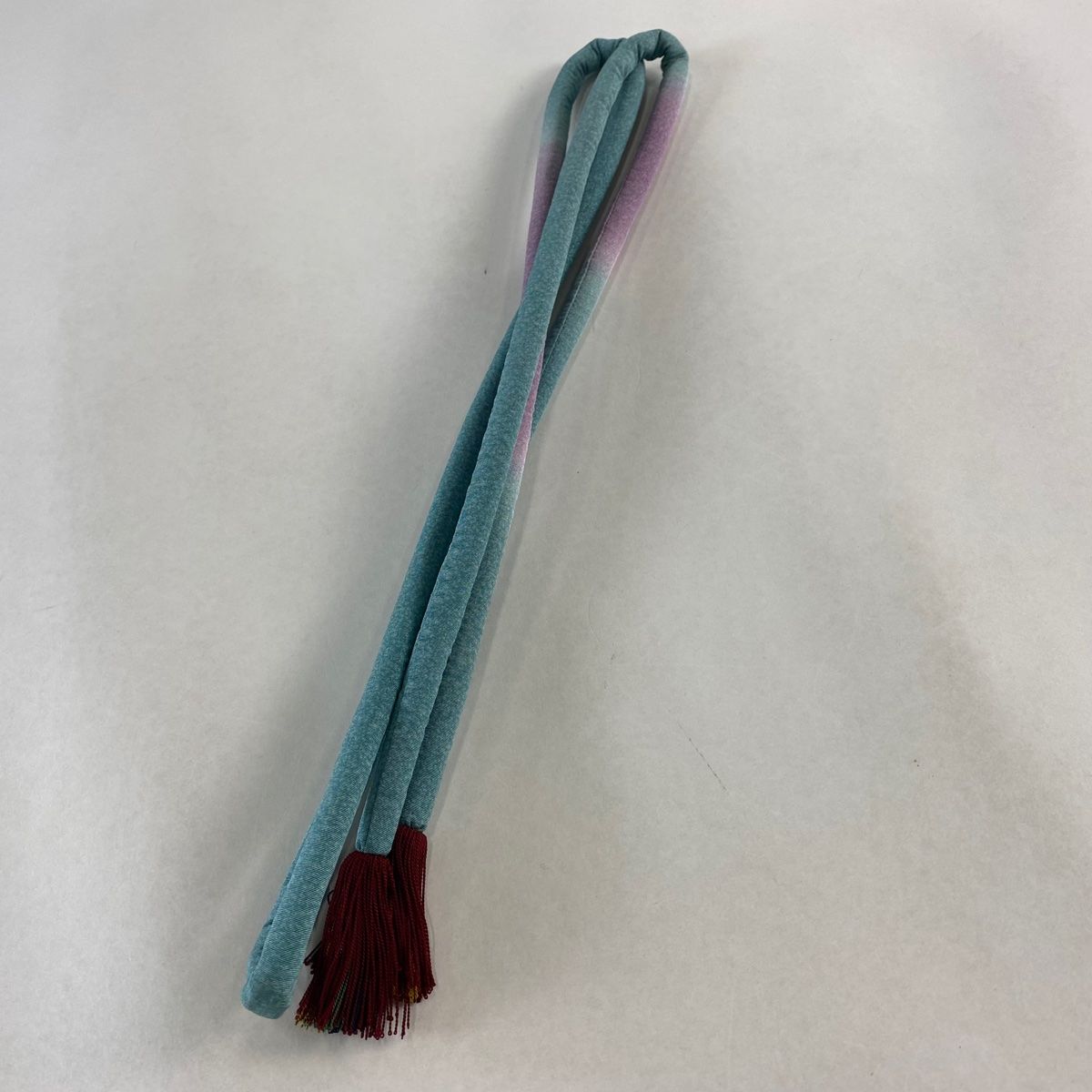 帯締め 優品 丸くげ帯締め ぼかし柄 青緑 正絹 和装小物
