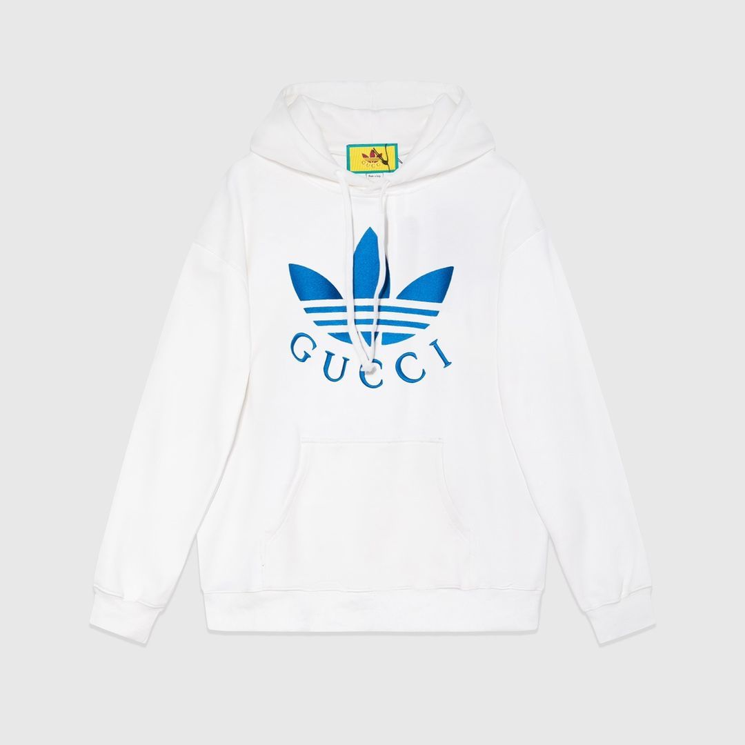 GUCCI×ADIDAS コラボ 刺繍ロゴ ホワイト パーカー - メルカリ