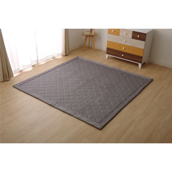 デニム調 ラグマット/絨毯 【2畳 グレー 約190×190cm】 洗える 防滑